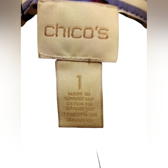 Chico’s - NWT- HI/Lo,  Long Sleeve Blue White Stripe Print Peplum Shirt, Size- 1 - Picture 9 of 13